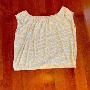 Ann Taylor Beige and white chevron t-shirt